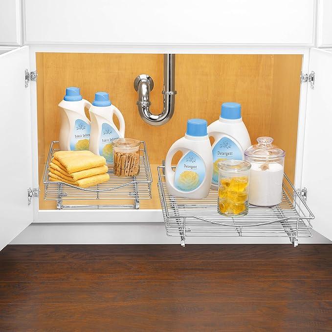 LYNK PROFESSIONAL® Pull Out Cabinet Organizer, 17" x 21" Slide Out Drawers for Kitchen Cabinets - Sliding Pull-Out Pantry Shelves – Home Shelf Organizers - Lifetime Ltd. Warranty, Chrome - ModernBath