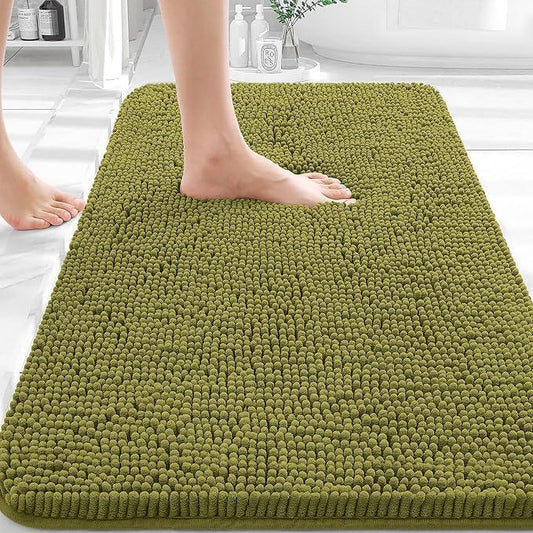 OLANLY Bathroom Rugs 30x20, Extra Soft Absorbent Chenille Bath Rugs, Rubber Backing Quick Dry, Machine Washable Bath Mats for Bathroom Floor, Tub and Shower, Home Decor Accessories, Willow Green - ModernBath