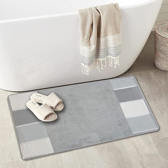 Zahari Home Modern Line Modern Bathroom Rug Classic Luxury Bath Rug Contemporary Decor Beautiful Washable Shower Mat Gray Modern Bath Mat Stylish Bath Mat Bath Shower Tub Décor - ModernBath