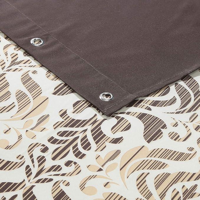 BESTRIPES Long Stall Fabric Shower Curtain, Brown Damask Print Narrow Cloth Shower Curtains for Bathroom, Waterproof Bathroom Small Curtains, 54" W x 78" H - ModernBath