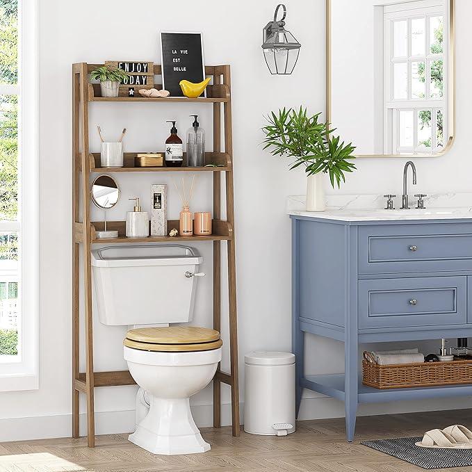 UTEX Over The Toilet Storage Shelf, 3-Tier Over Toilet Bathroom Organizer, Above Toilet Storage Rack (Wood Grain) - ModernBath