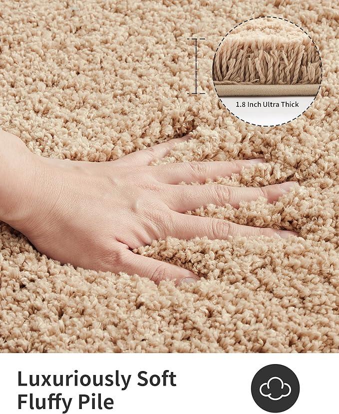 ILANGO Beige Bathroom Rugs 48" × 24" Non Slip & Super Absorbent Extra Thick Soft, Washable Bath Mat for Floor, Microfiber Plush Shaggy Bath Rug with Rubber for Bathtub Shower Room Sink - ModernBath