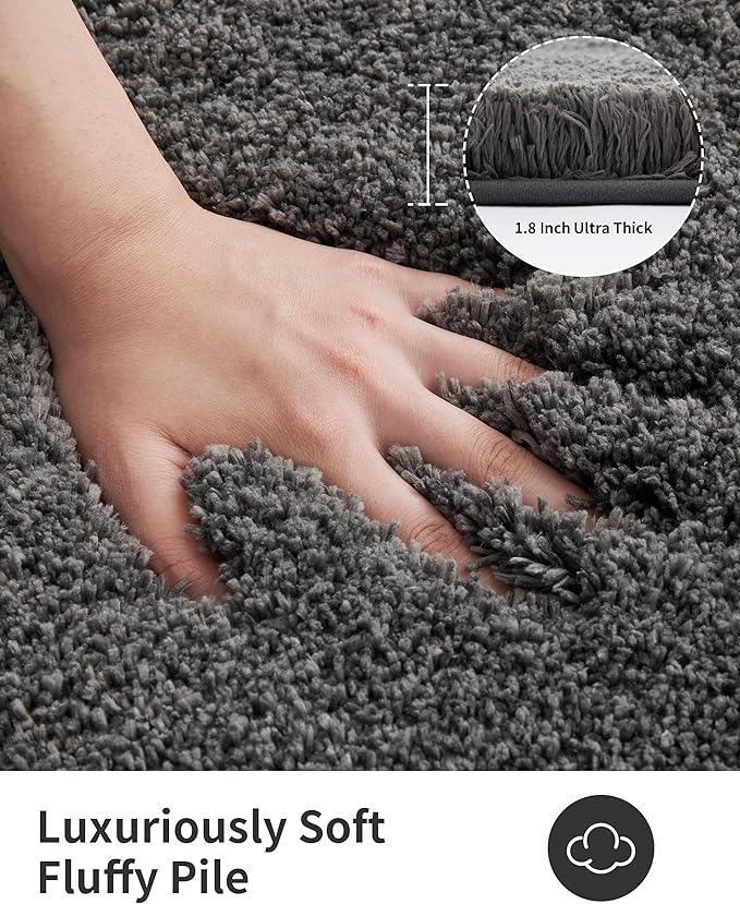 ILANGO Dark Gray Bathroom Rugs 60" × 24" Non Slip & Super Absorbent Thick Soft, Washable Bath Carpet Runner for Floor, Microfiber Plush Shaggy Bath Mats with Rubber for Bedroom Bathtub Shower Room - ModernBath