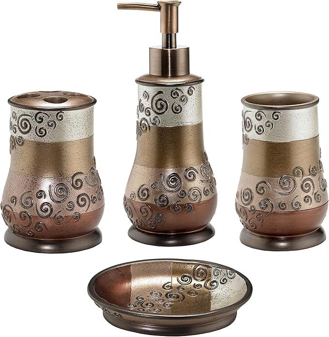 Zahari Home 4pc Miramar Bathroom Accessories Sets Lotion Pump, Tumbler, Tooth Brush Holder and Soap Dish Unique Design Multi Color Bathroom Set - ModernBath