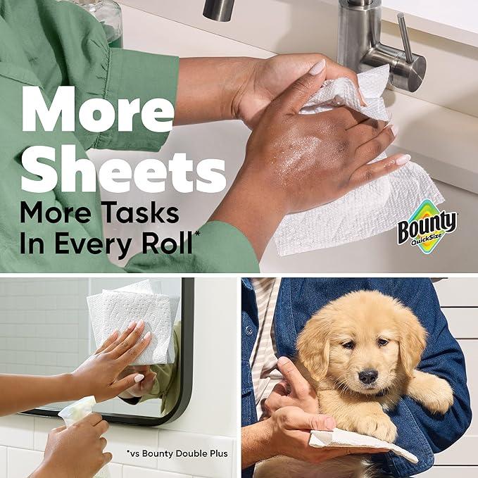Bounty Paper Towels Quick Size, White, 16 Family Rolls = 40 Regular Rolls - ModernBath