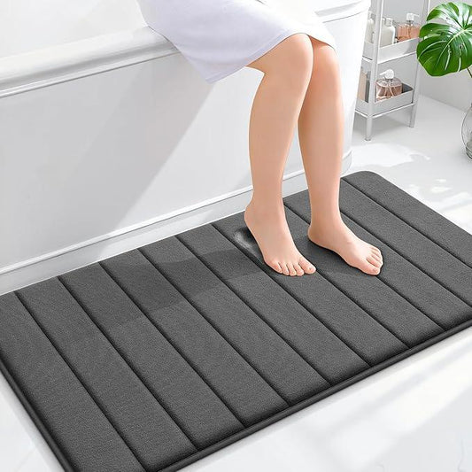 OLANLY Memory Foam Bath Mat 44x24, Super Soft Absorbent Bathroom Rugs, Quick Dry, Machine Washable Shower Floor Rugs, Bathmat Carpet, Bathroom Home Decor Accessories, Black - ModernBath