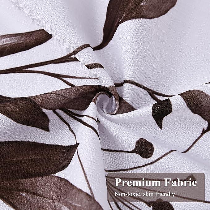 BOODII Dark Brown Plant Watercolor Shower Curtains 72 inches Long Floral Leaf Shower Curtain for Bathroom Botanical Leaves Hunter Brown Eucalyptus Curtain Jungle Bathroom Decor 72x72 - ModernBath