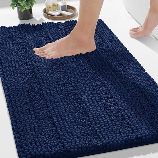 Yimobra Bathroom Rug Mat 36 x 24, Non Slip and Super Absorbent Bath Mat,Machine Washable Quick Dry,Ultra Plush Chenille Shower Rugs for Bathroom Floor Sink Tub and Shower Outside,Navy Blue - ModernBath