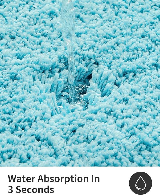 ILANGO Teal Bathroom Rugs 60" × 24" Non Slip & Super Absorbent Thick Soft, Washable Bath Carpet Runner for Floor, Microfiber Plush Shaggy Bath Mats with Rubber for Bedroom Bathtub Shower Room - ModernBath