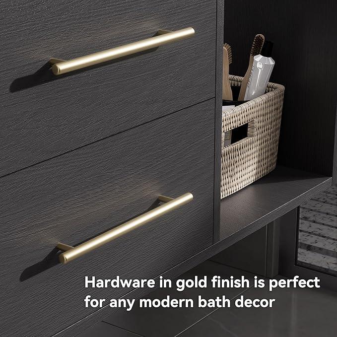homary 35.4" Bathroom Vanity Set, Modern Wall-Mounted Vanity Bathroom Floating Medicine Cabinet with Sintered Stone Countertop, Undermount Sink & Black, 2 Open Storage Shelves - ModernBath