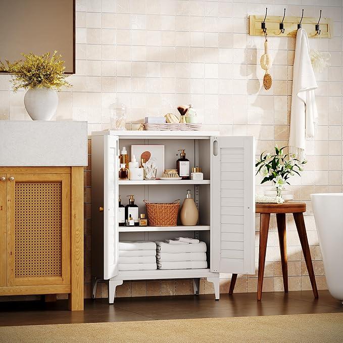 34" H Metal Pantry Cabinet, Kitchen Pantry Storage Cabinets with 2 Shelves, for Home Office Bathroom, Required Assembly, White - ModernBath