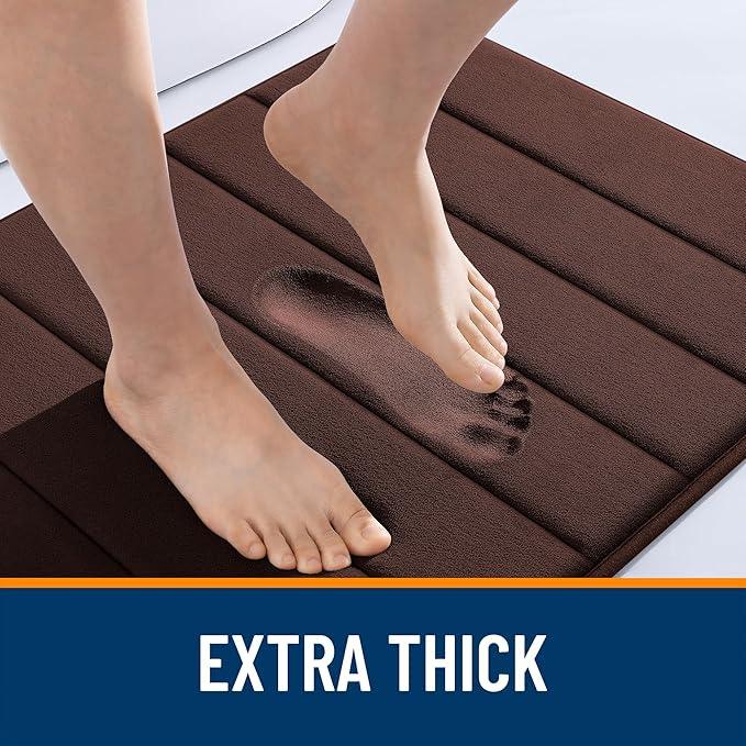 OLANLY Memory Foam Long Bathroom Rugs Runner 47x17, Super Soft Absorbent Bath Mat, Quick Dry, Machine Washable Shower Floor Rugs, Bathmat Carpet, Bathroom Home Decor Accessories, Brown - ModernBath