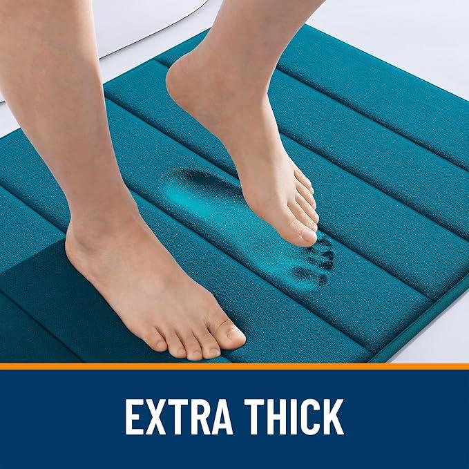 OLANLY Memory Foam Bath Mat 30x20, Super Soft Absorbent Bathroom Rugs, Quick Dry, Machine Washable Shower Floor Rugs, Bathmat Carpet, Bathroom Home Decor Accessories, Peacock Blue - ModernBath