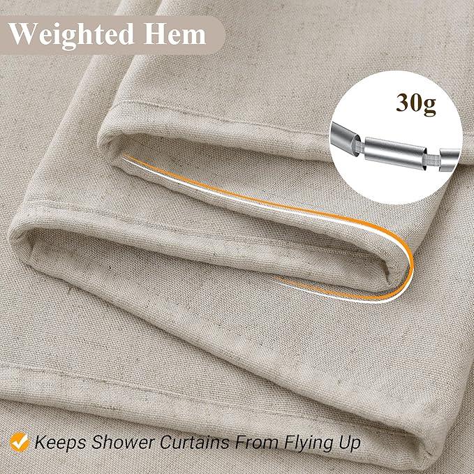Naturoom 42 Inch Shower Curtain - Stall Narrow Half Green Linen Ultra Thick Fabric Shower Curtain Set with Hooks, Boho Farmhouse Rustic RV Camper Bath Curtains for Bathroom, Apricot, 42x72 - ModernBath