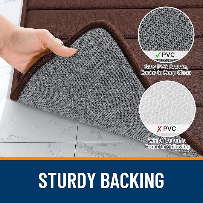 OLANLY Memory Foam Long Bathroom Rugs Runner 59x24, Super Soft Absorbent Bath Mat, Quick Dry, Machine Washable Shower Floor Rugs, Bathmat Carpet, Bathroom Home Decor Accessories, Brown - ModernBath