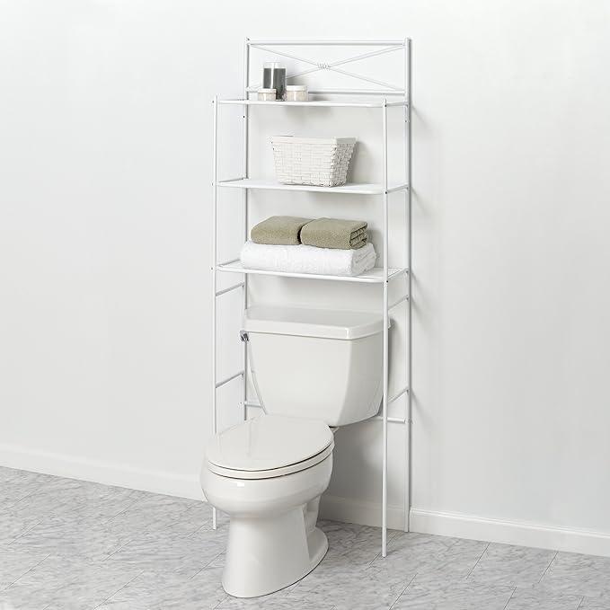 Zenna Home Over the Toilet Storage Shelf Space Saver, Behind Toilet Bathroom Organizer and Storage, Metal Bathroom Organizer with 3 Shelves, White - ModernBath