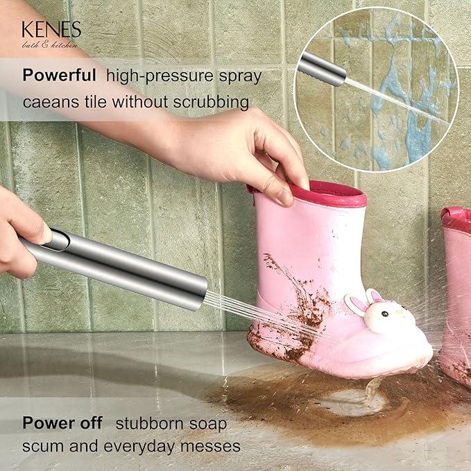 KENES Square Rainfall Shower System Faucet Set, Brushed Nickel Rain Shower Head and Handle Set, 10 Inch Stainless Shower Head with Handheld Spray (Shower Valve Included), LJ-6026A - ModernBath