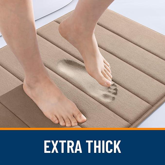 OLANLY Memory Foam Bath Mat 59x35, Super Soft Absorbent Bathroom Rugs, Quick Dry, Machine Washable Shower Floor Rugs, Bathmat Carpet, Bathroom Home Decor Accessories, Tan - ModernBath