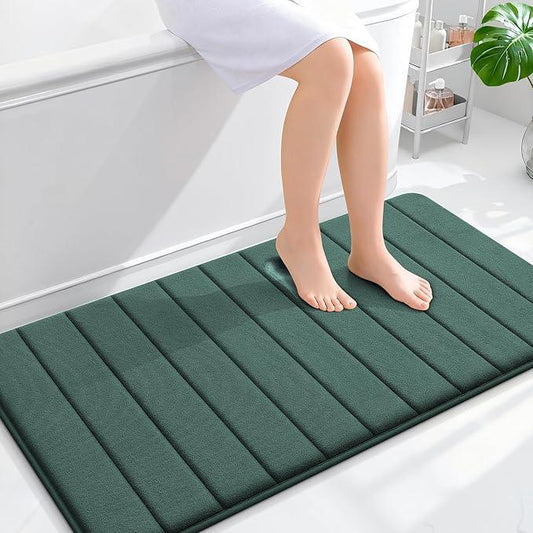 OLANLY Memory Foam Bath Mat 44x24, Super Soft Absorbent Bathroom Rugs, Quick Dry, Machine Washable Shower Floor Rugs, Bathmat Carpet, Bathroom Home Decor Accessories, Blackish Green - ModernBath