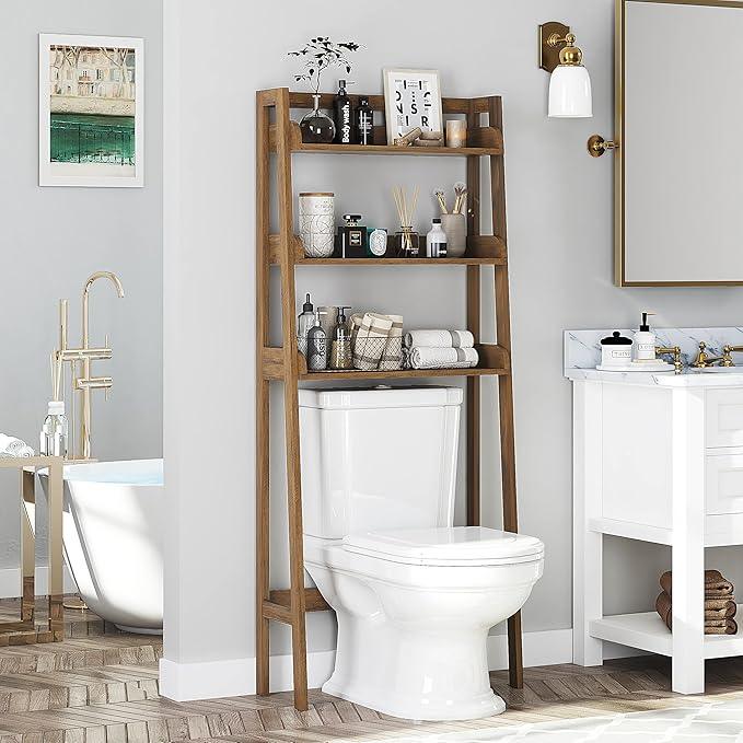 UTEX Over The Toilet Storage Shelf, 3-Tier Over Toilet Bathroom Organizer, Above Toilet Storage Rack (Wood Grain) - ModernBath