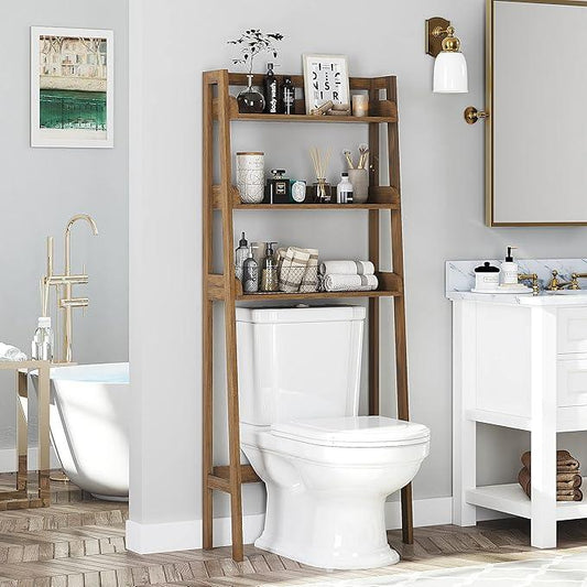 UTEX Over The Toilet Storage Shelf, 3-Tier Over Toilet Bathroom Organizer, Above Toilet Storage Rack (Wood Grain) - ModernBath