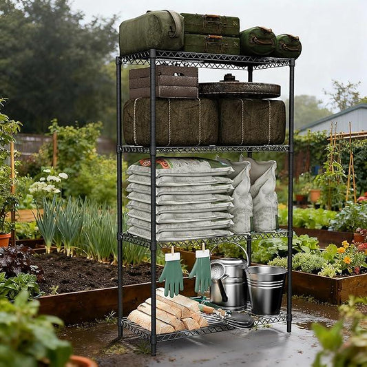 Standing Shelf Units Wire Rust-Proof Outdoor Storage Shelving 4-Tier Utility Shelving Unit for Garden Home,Kitchen,Office Dark Grey 17.7" D x 35.5" W x 59.4" H - ModernBath