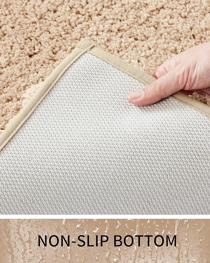 Ruggnovea Bathroom Rugs Non Slip Washable 36x24, Ultra Soft Thick Shaggy Absorbent Bath Mats, High Density Foam Latex Non Slip Backing Bath Rugs, Microfiber Bath Mats for Bathroom Floor&Sink,Beige - ModernBath