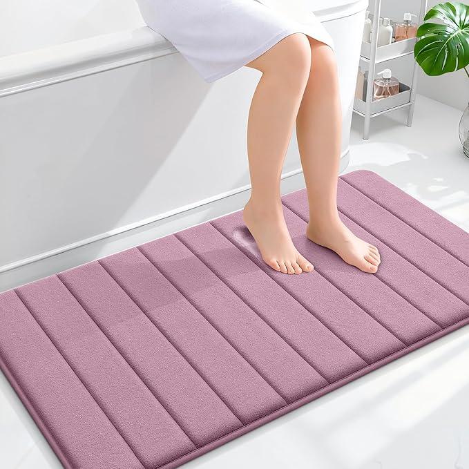 OLANLY Memory Foam Bath Mat 44x24, Super Soft Absorbent Bathroom Rugs, Quick Dry, Machine Washable Shower Floor Rugs, Bathmat Carpet, Bathroom Home Decor Accessories, Deep Plum - ModernBath