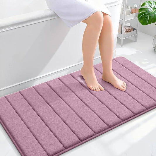 OLANLY Memory Foam Bath Mat 44x24, Super Soft Absorbent Bathroom Rugs, Quick Dry, Machine Washable Shower Floor Rugs, Bathmat Carpet, Bathroom Home Decor Accessories, Deep Plum - ModernBath
