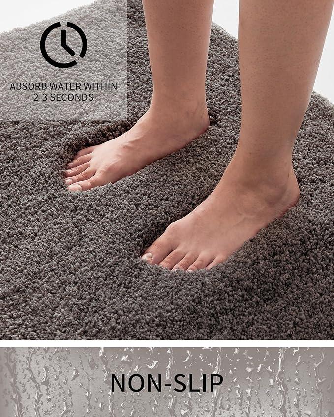 Ruggnovea Bathroom Rugs Non Slip Washable 70x24, Ultra Soft Thick Shaggy Absorbent Bath Mats, High Density Foam Latex Non Slip Backing Bath Rugs, Microfiber Bath Mats for Bathroom Floor&Sink,Dark Grey - ModernBath