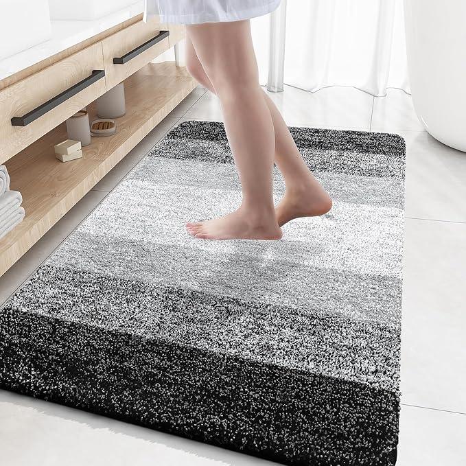 OLANLY Bathroom Rugs Mat 59x35, Extra Soft Absorbent Microfiber Bath Rugs, Rubber Backing, Quick Dry, Machine Washable Bath Mats for Bathroom Floor, Tub and Shower, Home Decor Accessories, Black - ModernBath