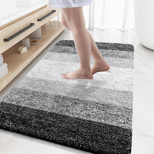 OLANLY Bathroom Rugs Mat 59x35, Extra Soft Absorbent Microfiber Bath Rugs, Rubber Backing, Quick Dry, Machine Washable Bath Mats for Bathroom Floor, Tub and Shower, Home Decor Accessories, Black - ModernBath