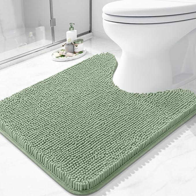Arotive Bathroom Toilet Rugs U Shaped 24x20, Extra Soft Absorbent Shaggy Chenille Contour Bath Rugs for Toilet, Machine Washable Non-Slip Contoured Bath Mats, Sage Green - ModernBath