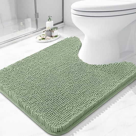Arotive Bathroom Toilet Rugs U Shaped 24x20, Extra Soft Absorbent Shaggy Chenille Contour Bath Rugs for Toilet, Machine Washable Non-Slip Contoured Bath Mats, Sage Green - ModernBath