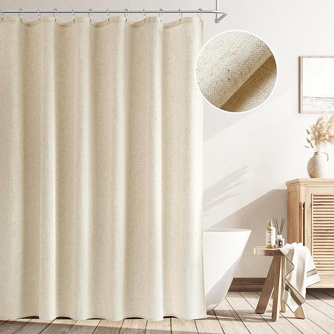 Naturoom Beige Shower Curtain, Linen Textured Fabric Shower Curtains for Bathroom Modern Farmhouse Neutral Tone Premium Quality Fabric Bohemian Rustic Cottage Country Bathroom Decor, Cream, 72 x 72 - ModernBath