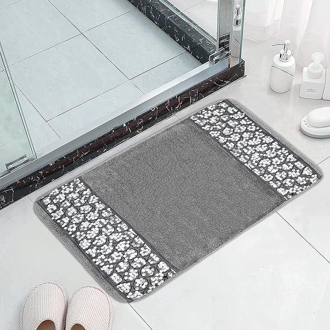 Zahari Home Sinatra Modern Bathroom Rug Classic Luxury Bath Rug Contemporary Decor Silver Bath Mat for Shower Unique Design Stylish Bathroom Rug Bath Shower Tub Decor Bling Silver - ModernBath