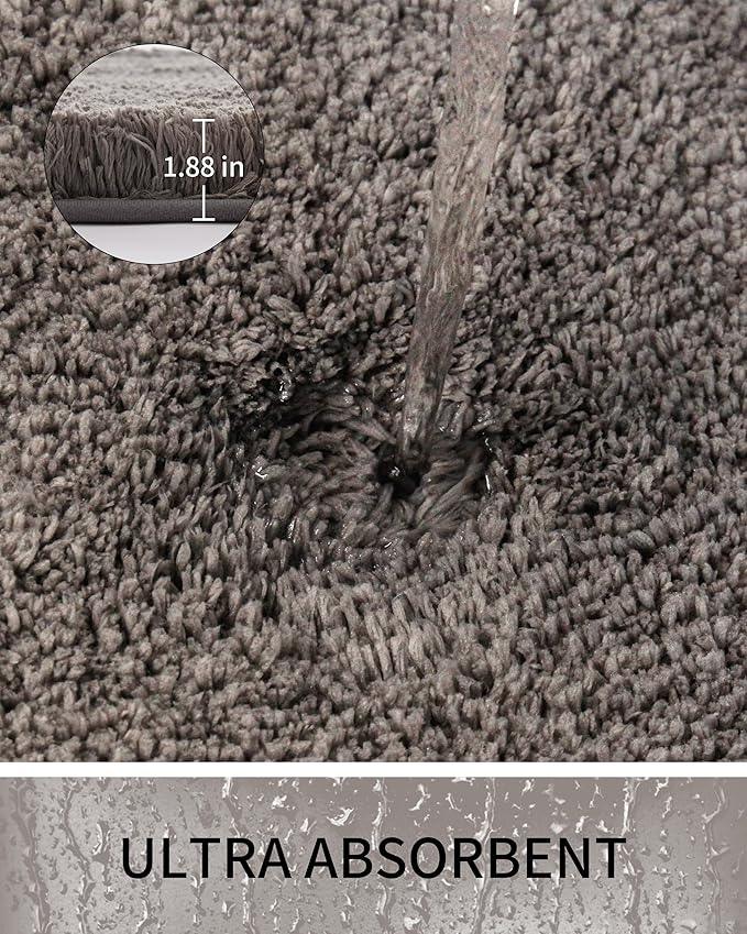 Ruggnovea Bathroom Rugs Non Slip Washable 32x20, Ultra Soft Thick Shaggy Absorbent Bath Mats, High Density Foam Latex Non Slip Backing Bath Rugs, Microfiber Bath Mats for Bathroom Floor&Sink,Dark Grey - ModernBath