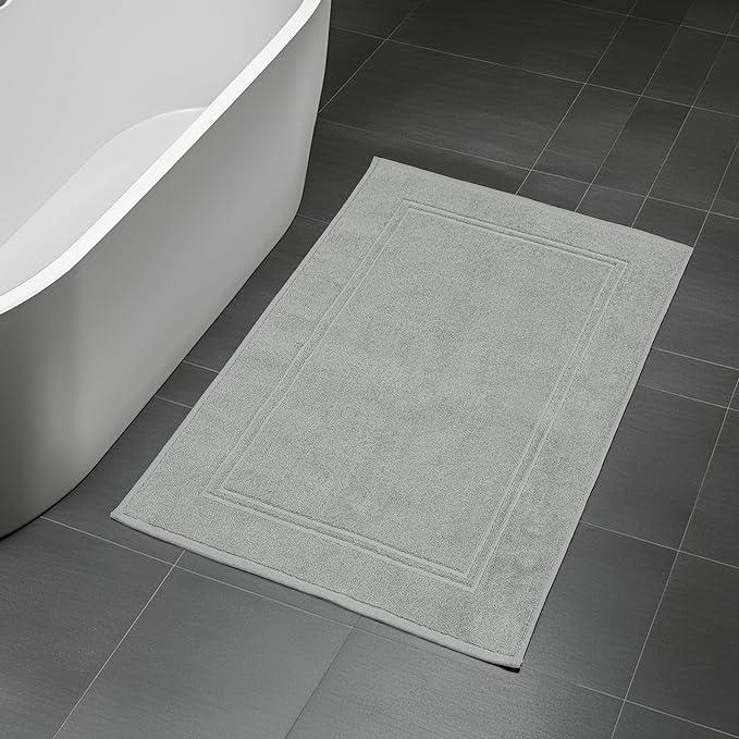 Tens Towels Pack of 2 Bath Mats 100% Cotton, 20 x 32 Inches, Super Absorbent, Hotel Quality Premium Floor Towels, Luxurious, Soft & Quick Dry, Not a Bathroom Rug, Cool Grey - ModernBath