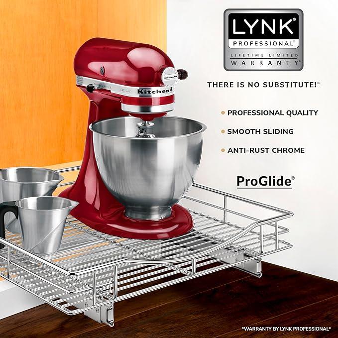 LYNK PROFESSIONAL® Pull Out Cabinet Organizer, 20" x 21" Slide Out Drawers for Kitchen Cabinets - Sliding Pull-Out Pantry Shelves – Home Shelf Organizers - Lifetime Ltd. Warranty, Chrome - ModernBath