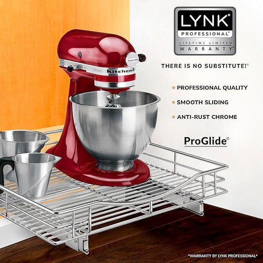 LYNK PROFESSIONAL® Pull Out Cabinet Organizer, 20" x 21" Slide Out Drawers for Kitchen Cabinets - Sliding Pull-Out Pantry Shelves – Home Shelf Organizers - Lifetime Ltd. Warranty, Chrome - ModernBath