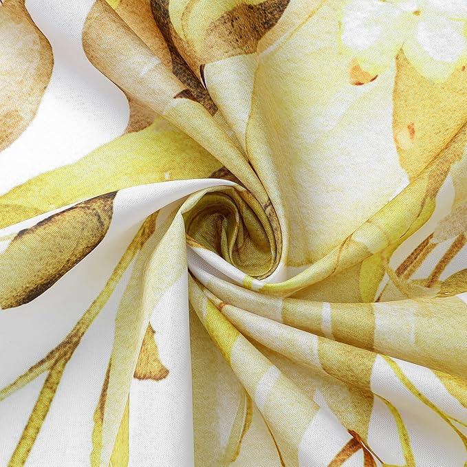 Gibelle Yellow Eucalyptus Shower Curtain, Watercolor Plant Leaves with Floral Bathroom Shower Curtain Set, 72x72 - ModernBath