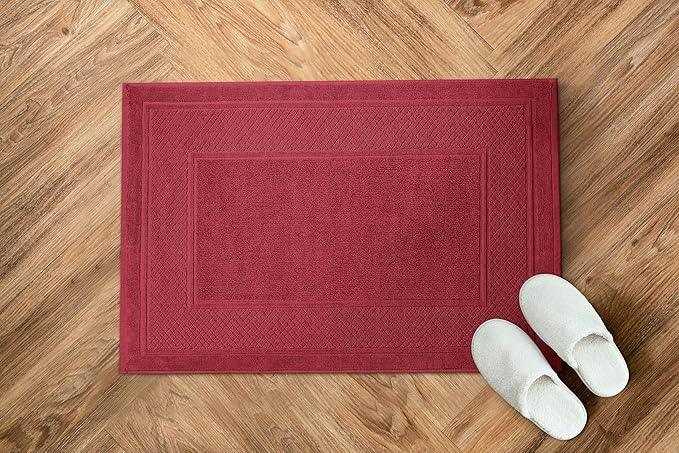 Avalon Towels Red Bath Mat - 100% Cotton Set of 2 Absorbent Bathmat - Bathroom Mats Quick Dry Bath Mats for Bathrooms (22x34 Inches) - ModernBath