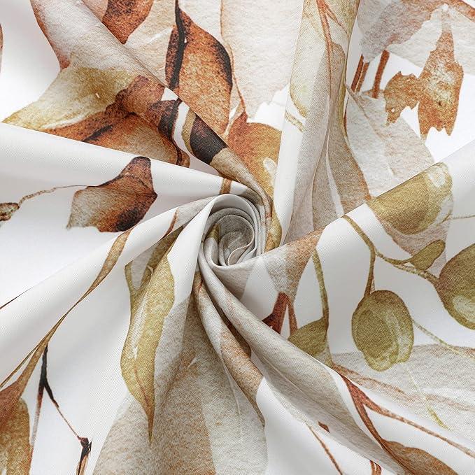 Gibelle Brown Eucalyptus Shower Curtain, Watercolor Plant Leaves with Floral Bathroom Shower Curtain Set, 72x72 - ModernBath