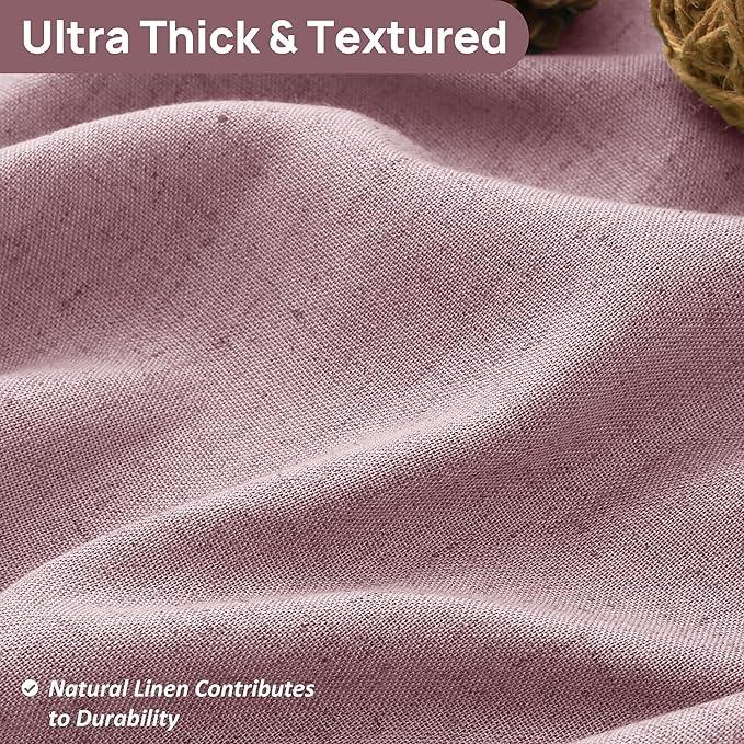 Blush Pink No Hooks Linen Shower Curtain with Snap in Liner Set Rustic Farmhouse Shower Curtains for Bathroom Cream Burlap Cloth Double Bath Curtains with See Through Top Window 72x75 - ModernBath