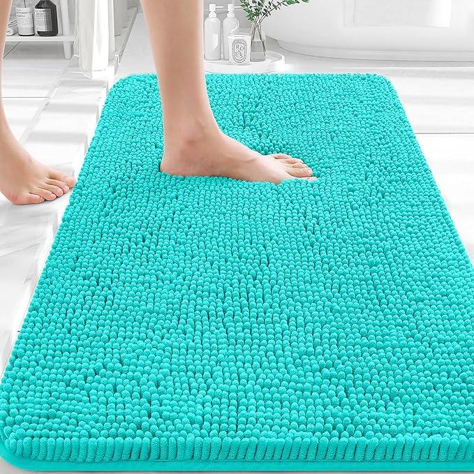OLANLY Bathroom Rugs 30x20, Extra Soft Absorbent Chenille Bath Rugs, Rubber Backing Quick Dry, Machine Washable Bath Mats for Bathroom Floor, Tub and Shower, Home Decor Accessories, Teal - ModernBath