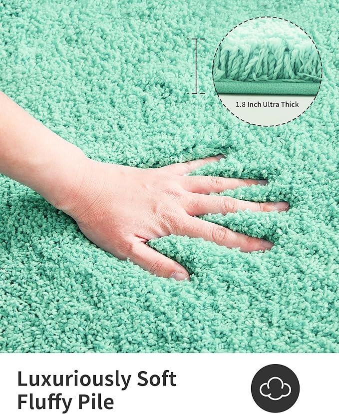 ILANGO Spa Blue Bathroom Rugs 48" × 24" Non Slip & Super Absorbent Extra Thick Soft, Washable Bath Mat for Floor, Microfiber Plush Shaggy Bath Rug with Rubber for Bathtub Shower Room Sink - ModernBath