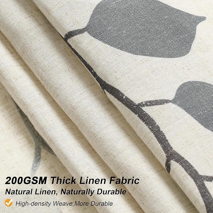 BOODII Linen Shower Curtain for Bathroom Gray/Grey Eucalyptus Leaves Shower Curtain Set with Hooks Watercolor Floral Plant Leaf for Bath Natural Waterproof Fabric Bathroom Decor, 72x72 - ModernBath