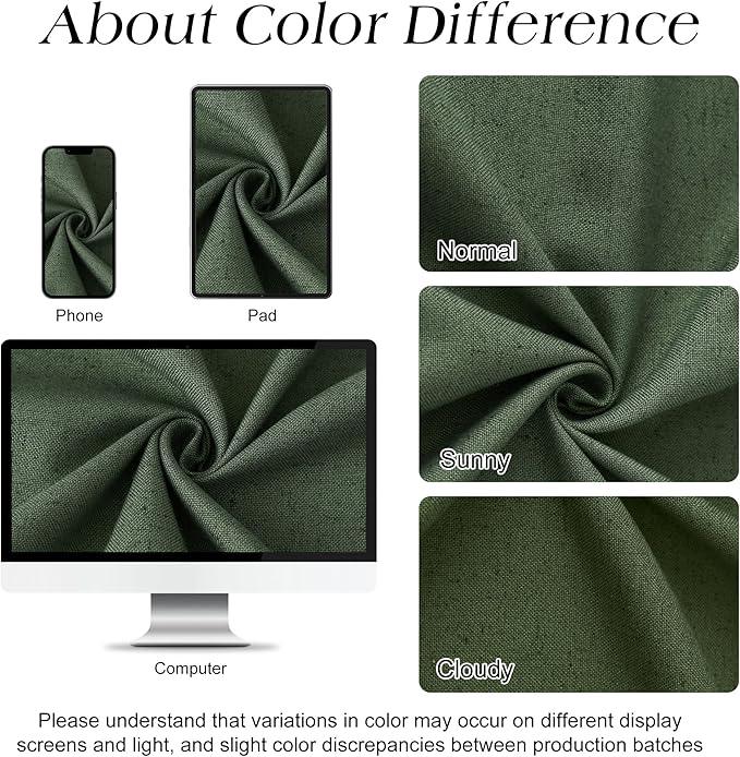 Naturoom 36 Inch Shower Curtain - Stall Narrow Half Green Linen Ultra Thick Fabric Shower Curtain Set with Hooks, Boho Farmhouse Rustic RV Camper Bath Curtains for Bathroom, Olive Green, 36x72 - ModernBath