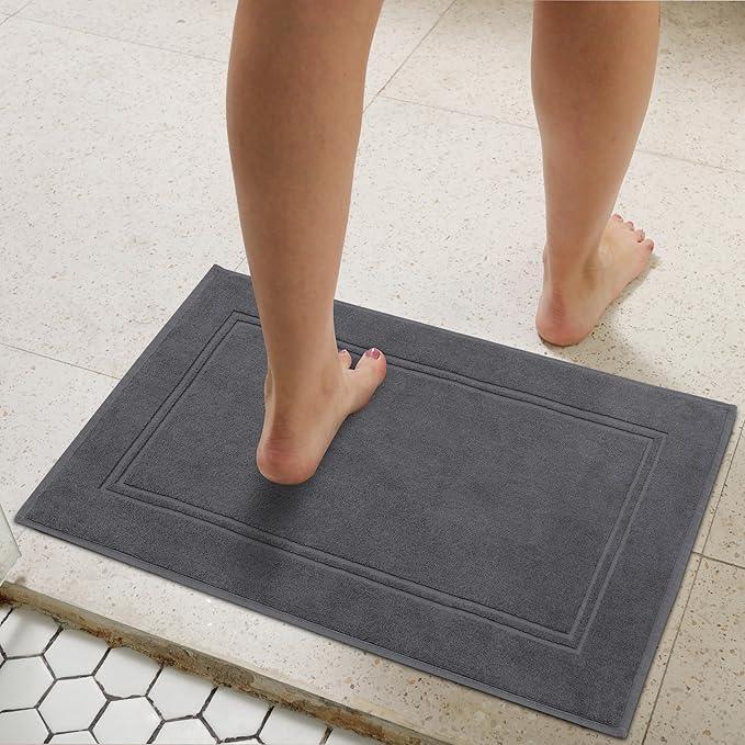 Tens Towels Pack of 2 Bath Mats 100% Cotton, 20 x 32 Inches, Super Absorbent, Hotel Quality Premium Floor Towels, Luxurious, Soft & Quick Dry, Not a Bathroom Rug, Dark Grey - ModernBath