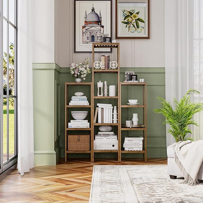 SMIBUY Bathroom Storage Shelf, 4-Tier Bamboo Rack Organizer, Multifunctional Shelving Unit for Living Room Bedroom Kitchen (Walnut) - ModernBath